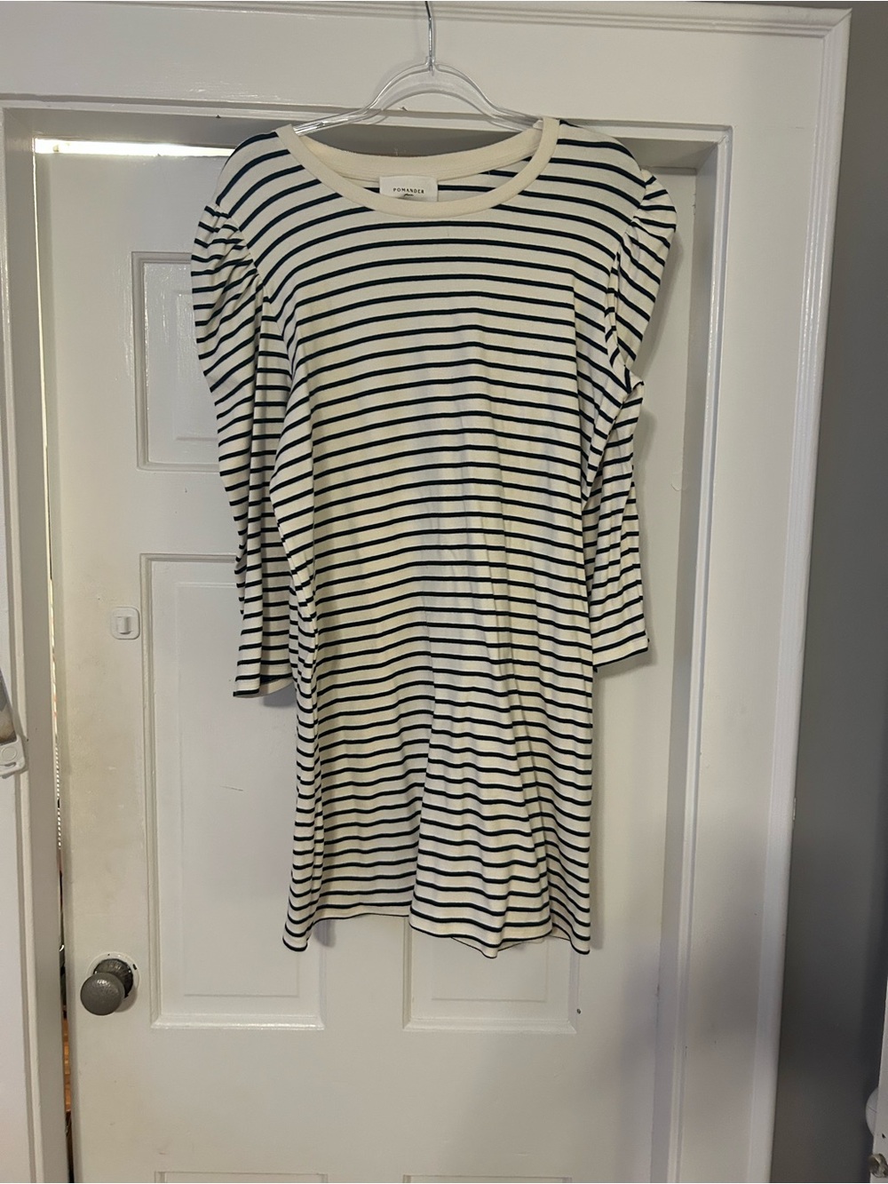 Pomander Place Striped Long Sleeve Vesty Dress - Navy & Cream